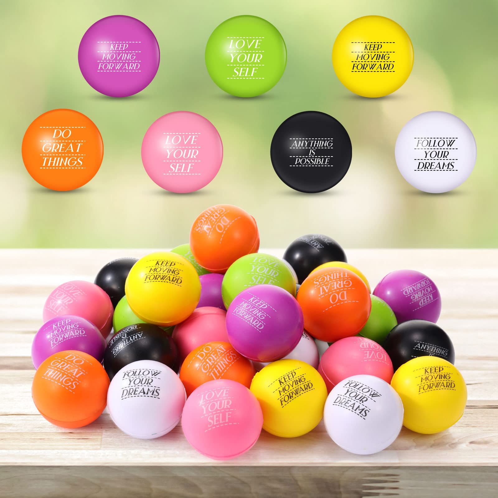 Zomiboo 30 Pcs Motivational Stress Balls Bulk Quote Relief Ball Inspirational Foam Stress Ball for Adult Kids Hand Exercise Balls Anxiety Stress Ball Fidget Toy for Encouraging Relief, 7 Colors