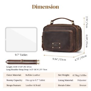 S-ZONE Genuine Leather Crossbody Purses for Women Vintage Top Handle Handbags Shoulder Bag