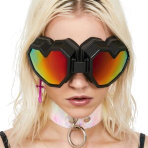 GUVIVI Heart Shaped Sunglasses Fashion Ski Goggles Oversize Love Glasses for Women Men Fun Eyewear Eyeglass