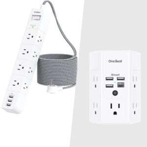 10Ft Extension Cord and 1800J Surge Protector with USB Bundle