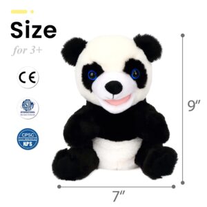 Easfan Panda Hand Puppet Plush Animal Toy with Movable Mouth for Role Play Storytelling Preschool Teaching Birthday Gifts for Kids Boys Girls, 9''