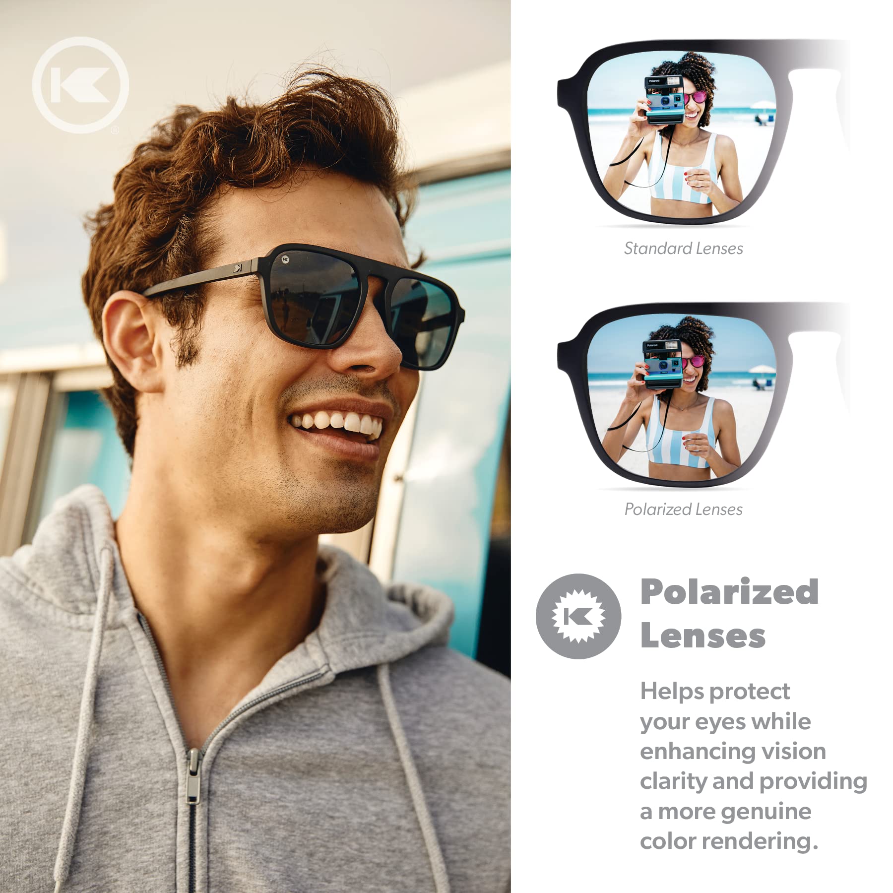 Knockaround Pacific Palisades Polarized Sunglasses for Men & Women - Impact Resistant Lenses & Full UV400 Protection, Black on Black