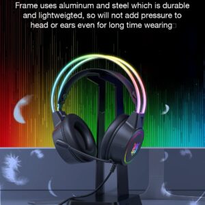 Gaming Headset with Mic, 3.5mm Lightweight Headphones with RGB Aluminum Frame, Surround Sound, Compatible with PS4 PS5 Xbox One(Adapter Not Included) PC Mobile Phone (Black)