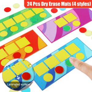 Sound Box Mats and Chips 24 Pcs Dry Erase Mats and 84 Pcs Chips Phonemic Awareness Phonics Games Reading Games EZread Sound Box Mats and Chips (Vivid Style,PVC)