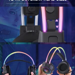 Gaming Headset with Mic, 3.5mm Lightweight Headphones with RGB Aluminum Frame, Surround Sound, Compatible with PS4 PS5 Xbox One(Adapter Not Included) PC Mobile Phone (Black)