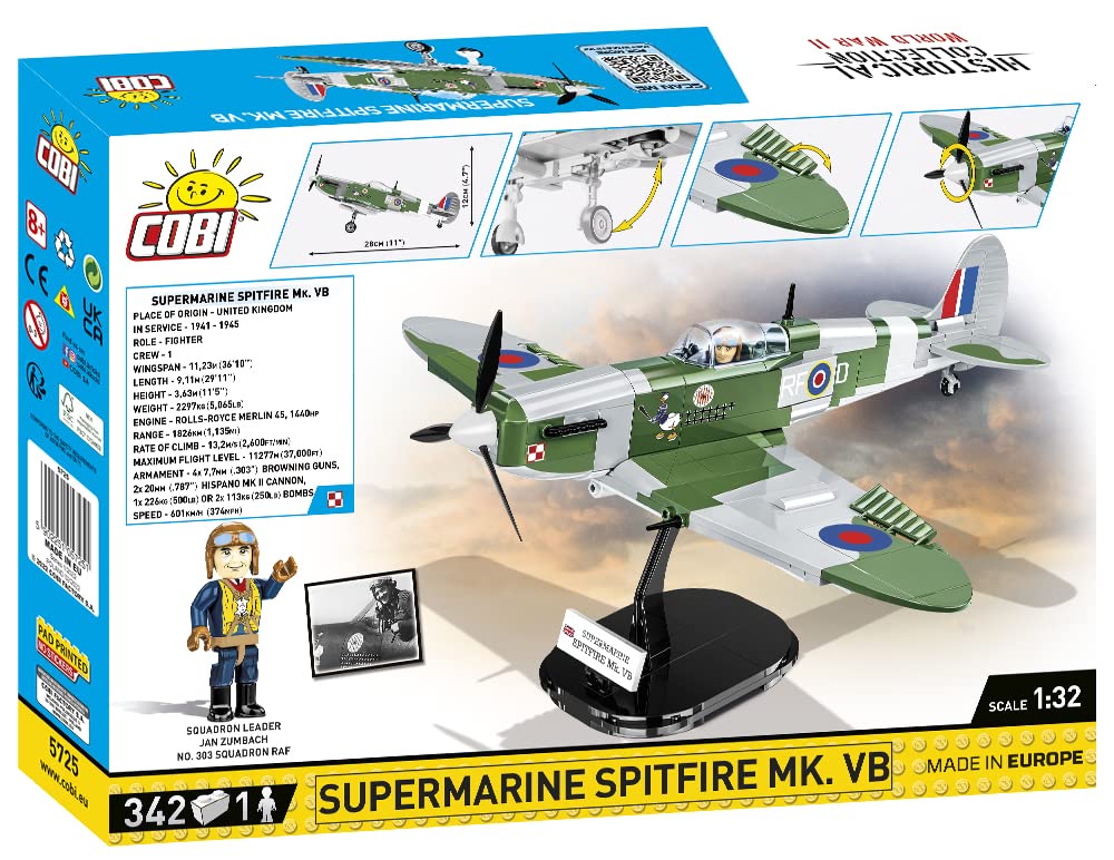 Cobi toys 342 Pcs 'Hc WWII /5725/ Supermarine Spitfire Mk.Vb