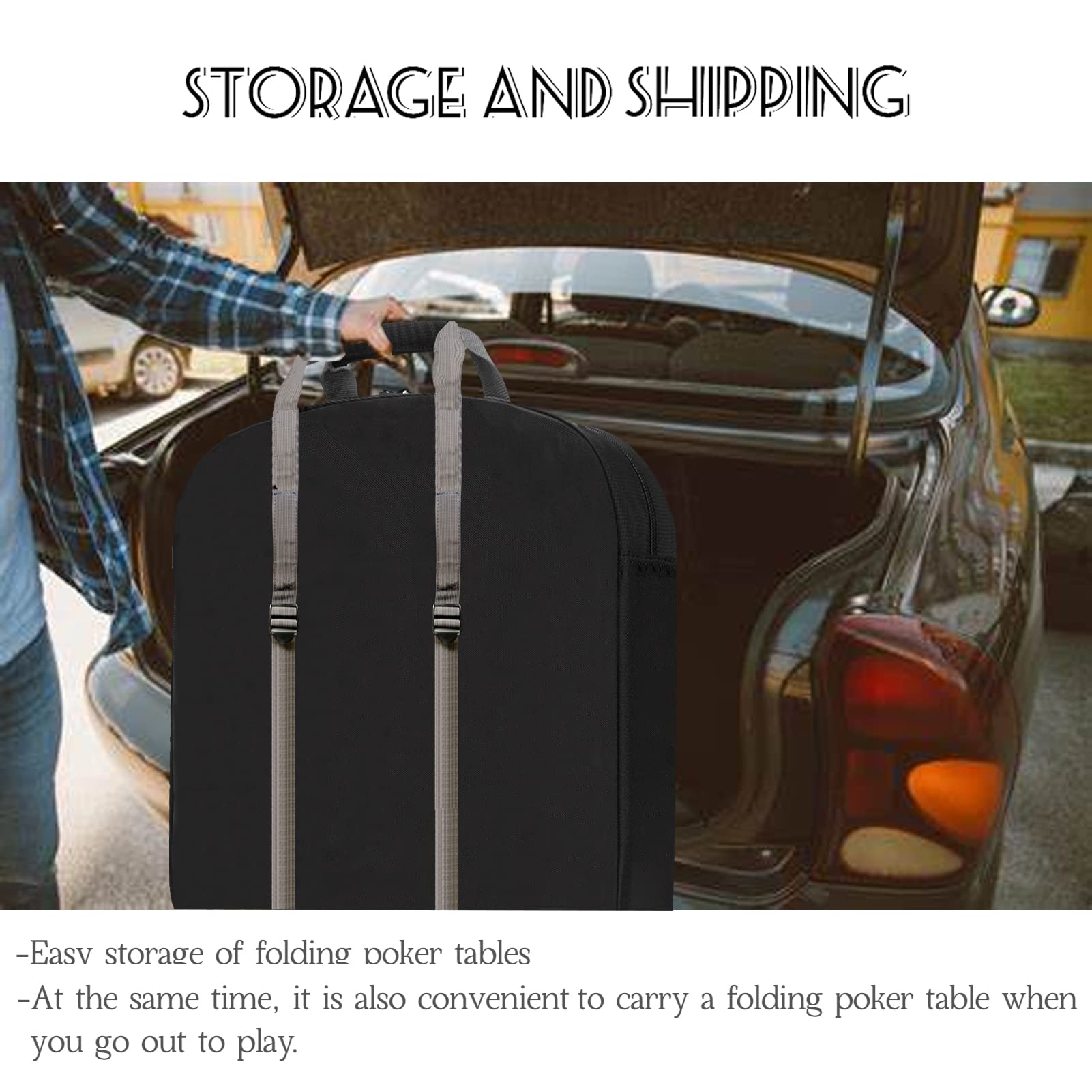 Global Storage Poker Table Bag for Folding Poker Table Storage or Carry, Poker Table Cover 600D Heavy Duty Oxford Fabric Poker Table Accessories Black