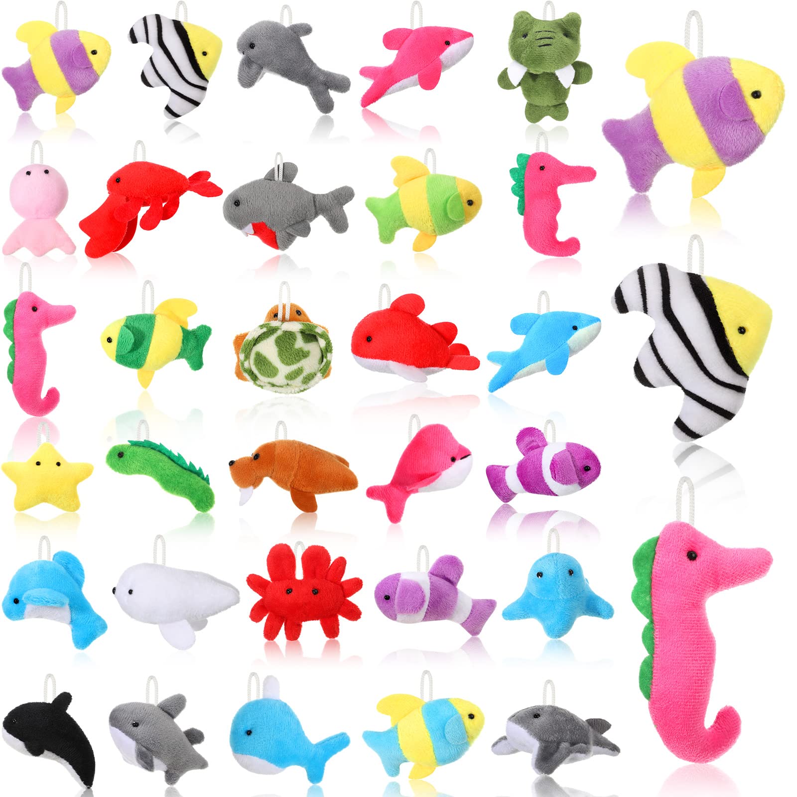 Deekin 48 Pack Mini Ocean Animal Plush Toys Sea Creatures Stuffed Toy Stuffed Animals Under the Sea Toys for Parties Sea Animals Plush Toys for Birthday Party Favors Claw Machine Gift Bag Fillers