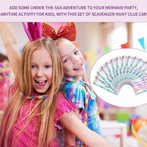 Mermaid Treasure Hunt Clues Cards, Mermaid Party Scavenger Hunt Card Game(15 Cards With Envelopes), Ocean Themed Birthday Party Supplies Activities for Kids Adults, Under the Sea Party Decor(02)