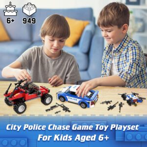 WishaLife City Police Station Toy Building Blocks Set with Prison, Police Car Toy, Helicopter Toy, Buggy Truck Toy, Fun Police Toys Gift for Kids, Boys and Girls Ages 6 Plus