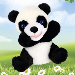 Easfan Panda Hand Puppet Plush Animal Toy with Movable Mouth for Role Play Storytelling Preschool Teaching Birthday Gifts for Kids Boys Girls, 9''