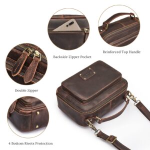 S-ZONE Genuine Leather Crossbody Purses for Women Vintage Top Handle Handbags Shoulder Bag