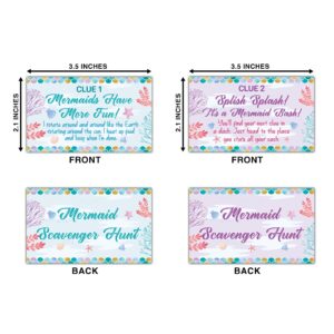 Mermaid Treasure Hunt Clues Cards, Mermaid Party Scavenger Hunt Card Game(15 Cards With Envelopes), Ocean Themed Birthday Party Supplies Activities for Kids Adults, Under the Sea Party Decor(02)