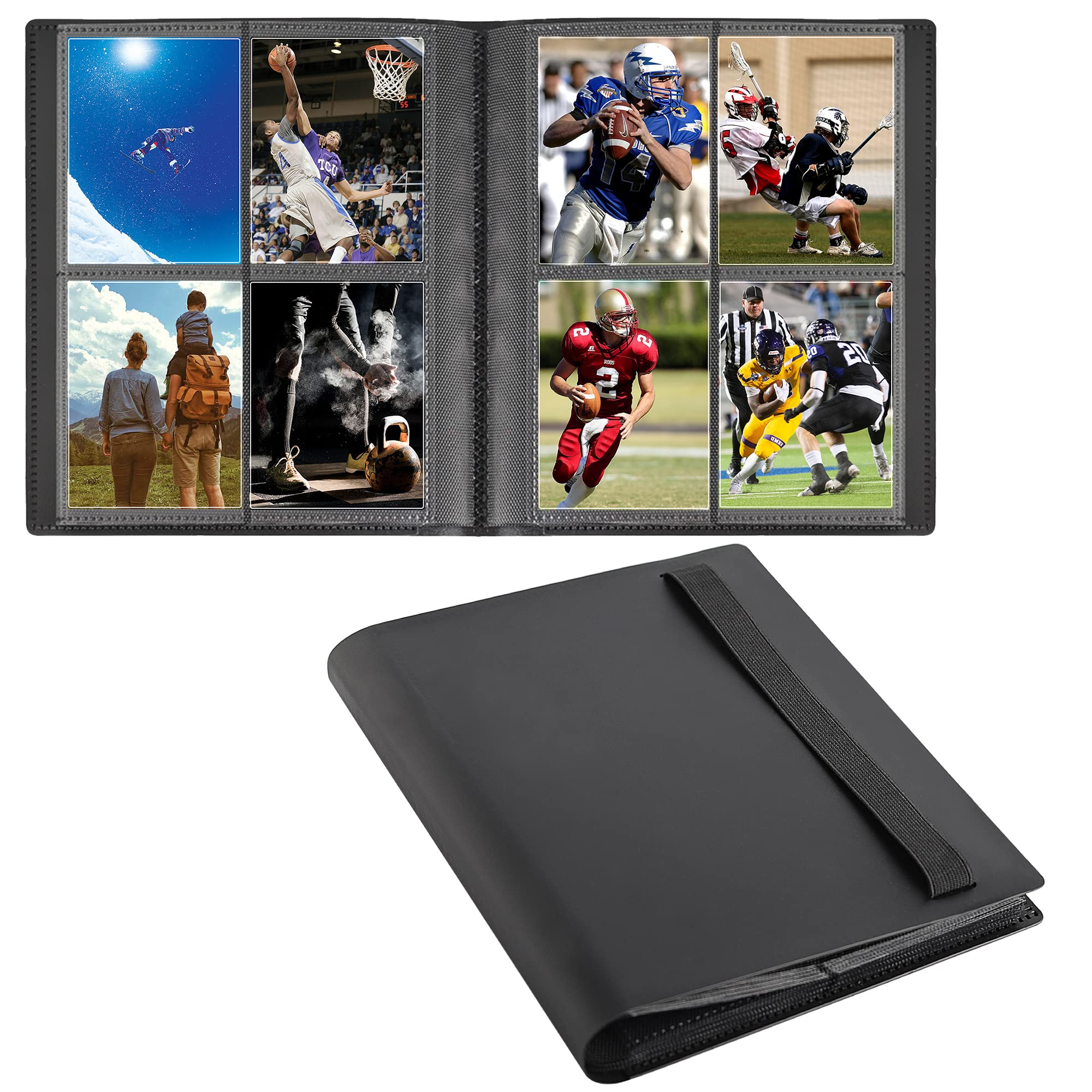 4 Pockets Card Binder, Trading Card Album Folder Double-Sided 160 Side Waterproof Loading Card Collectors Album for Trading Cards/Sports Card/Game Cards OS1120BK