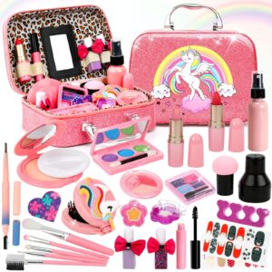 Kids Makeup Kit for Girls, Real Washable Makeup Toy for Little Girl Princess Play Make Up Birthday Gift Toy for Toddler Kid Girls Children Age 4 5 6 7 8 9 10 Year Old