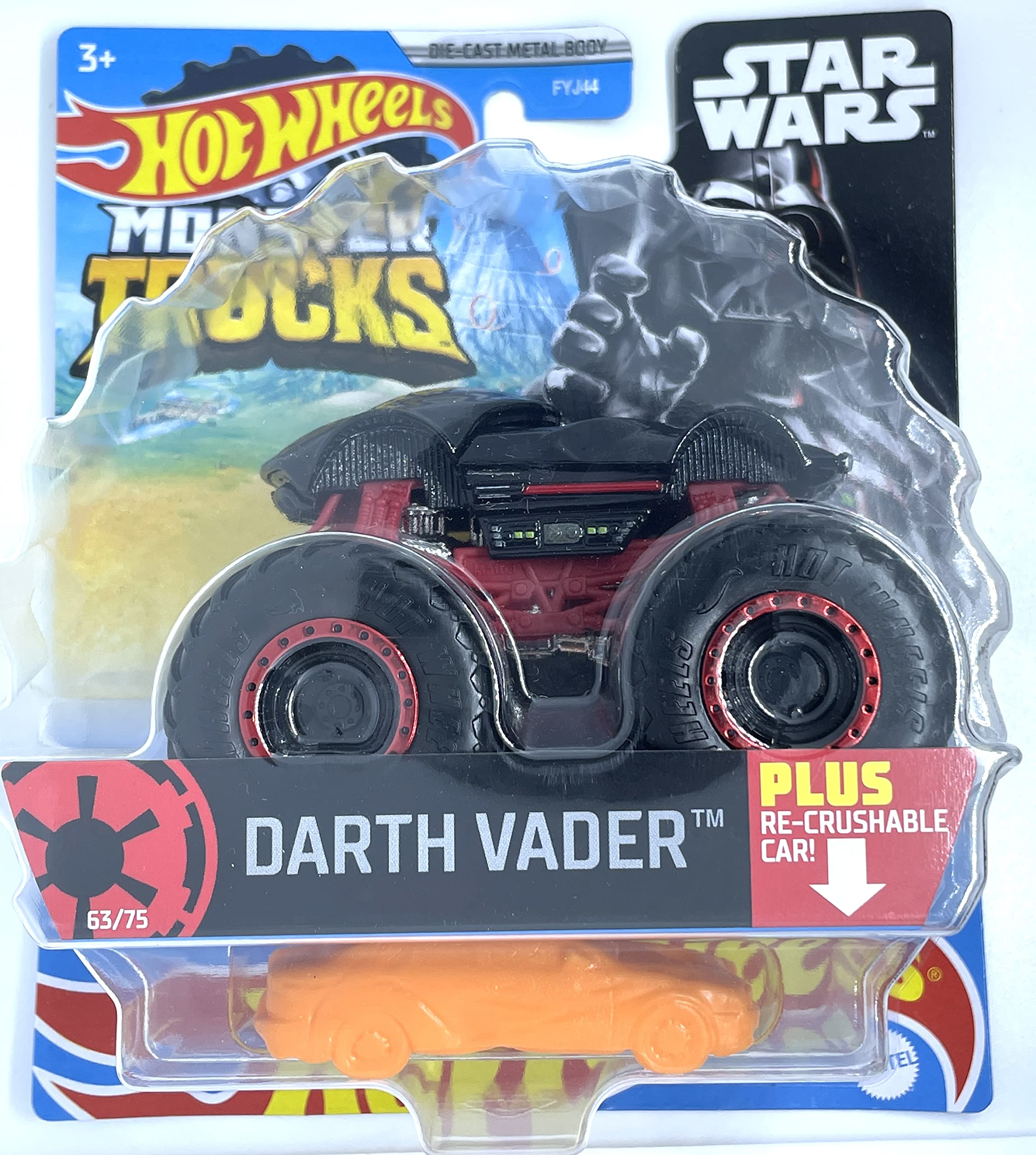 Hot Wheels - Monster Trucks - Darth Vader [Black] 63/75 - Plus Re-Crushable Car