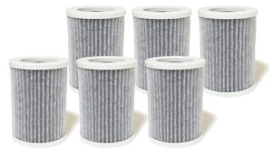 nispira 3-in-1 hepa activated carbon replacement filters for pure enrichment purezone mini portable air purifier (pepersap), 6 packs