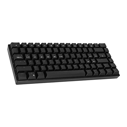 Entatial Mechanical Keyboard, 82 Key RGB 3 Connection Modes, Black Gaming Keyboards with Ergonomic Layout Computer Keyboard for Office 5V DC Support for Win 10, for Android, for iOS (Red Shaft)