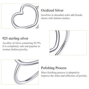 MUNDELL Sterling Silver 925 Simple Minimalist Heart Finger Rings for Women Wedding Engagement Statement Jewelry