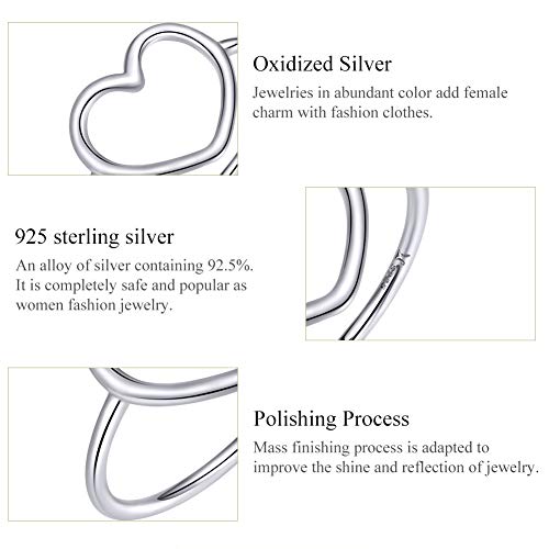 MUNDELL Sterling Silver 925 Simple Minimalist Heart Finger Rings for Women Wedding Engagement Statement Jewelry