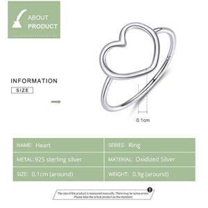 MUNDELL Sterling Silver 925 Simple Minimalist Heart Finger Rings for Women Wedding Engagement Statement Jewelry