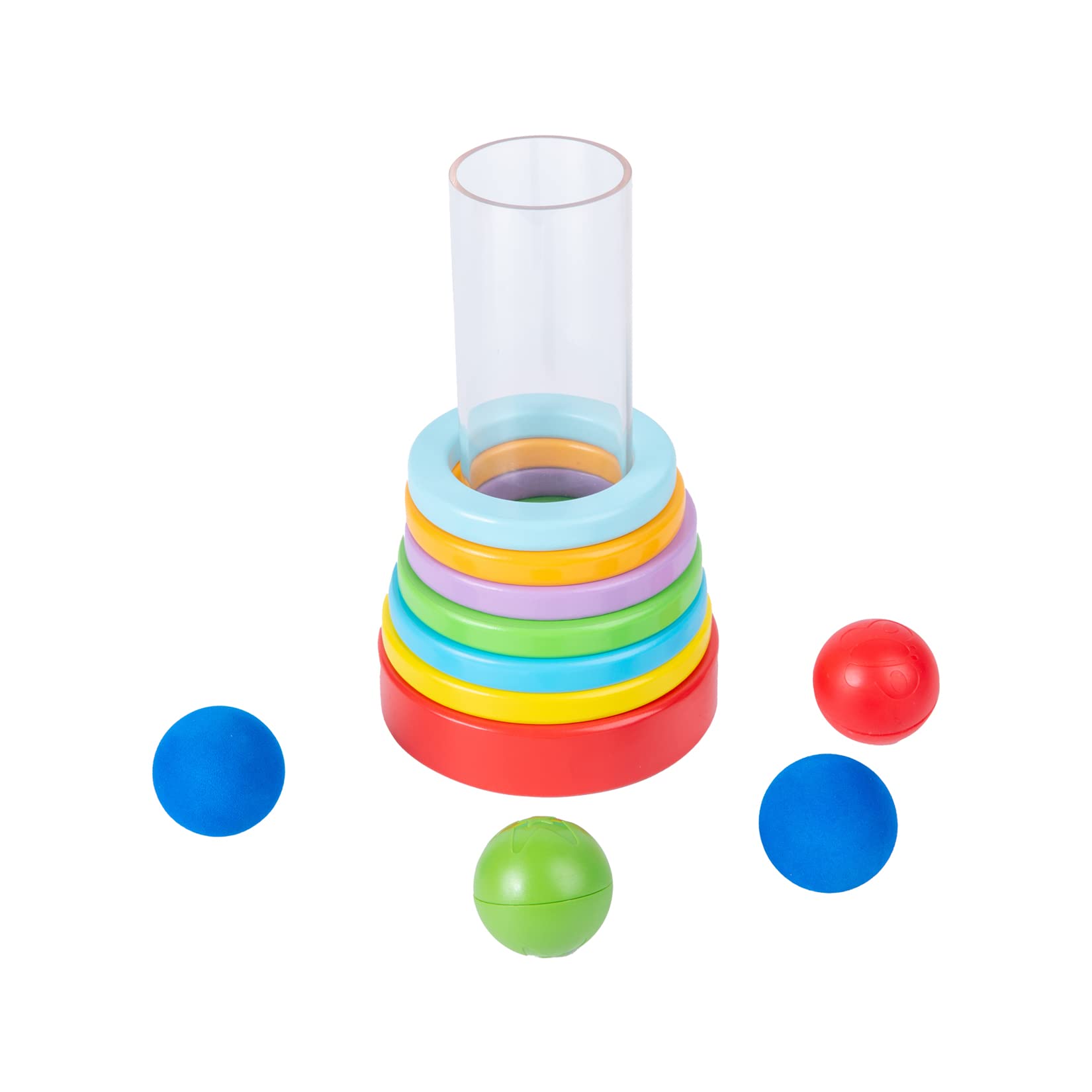 Montessori Interactive Stacking Rings and Balls for Babies 6-12 Months - Clear Tube Fun