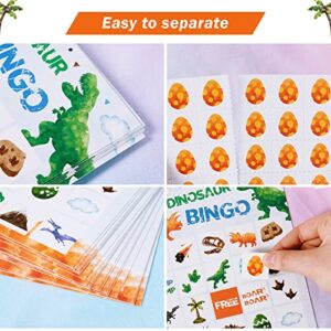 WERNNSAI Watercolor Dinosaur Bingo Party Games - 24 Players Dino Birthday Bingo Cards Set for Kids Boys Dinosaur Themed Activities for School Classroom Family Holiday