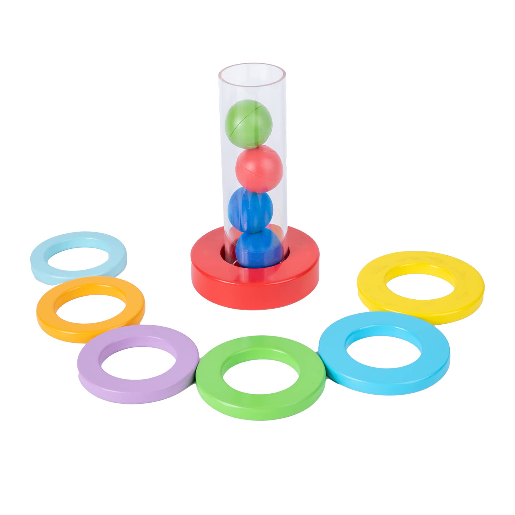 Montessori Interactive Stacking Rings and Balls for Babies 6-12 Months - Clear Tube Fun