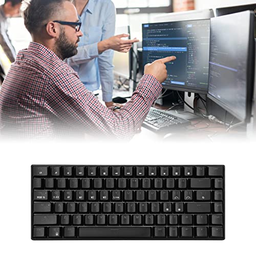 Entatial Mechanical Keyboard, 82 Key RGB 3 Connection Modes, Black Gaming Keyboards with Ergonomic Layout Computer Keyboard for Office 5V DC Support for Win 10, for Android, for iOS (Red Shaft)