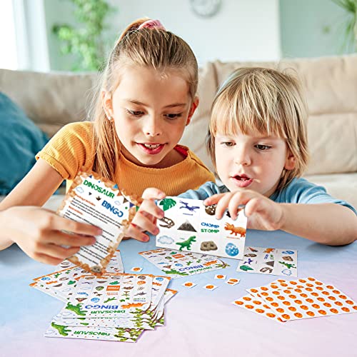 WERNNSAI Watercolor Dinosaur Bingo Party Games - 24 Players Dino Birthday Bingo Cards Set for Kids Boys Dinosaur Themed Activities for School Classroom Family Holiday