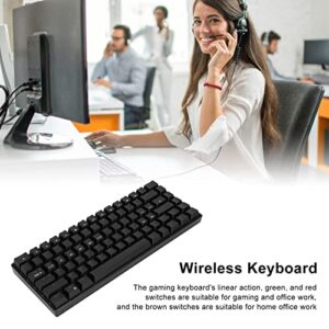 Entatial Mechanical Keyboard, 82 Key RGB 3 Connection Modes, Black Gaming Keyboards with Ergonomic Layout Computer Keyboard for Office 5V DC Support for Win 10, for Android, for iOS (Red Shaft)