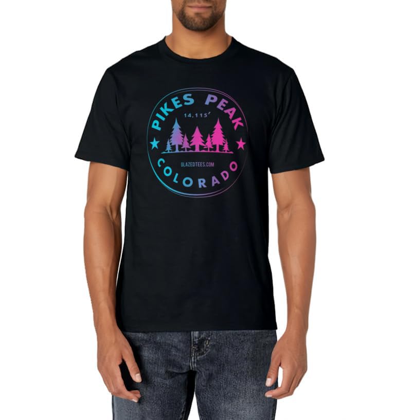 Pikes Peak Colorado – CO Retro Mountain Forest T-Shirt