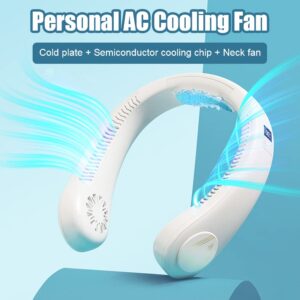 NORMIA RITA Air-conditioned Neck Fan Personal Neck Fan with Refrigeration Chip, Bladeless Fan Portable AC Cooling Fan Wearable Fan for Travel, Outdoor, Fast Cool 50℉ - 68℉