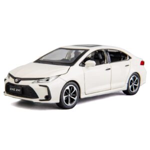 bdtctk compatible for 1:32 corolla model car, zinc alloy pull back toy car with sound and light for kids boy girl white