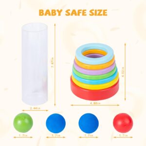 Montessori Interactive Stacking Rings and Balls for Babies 6-12 Months - Clear Tube Fun