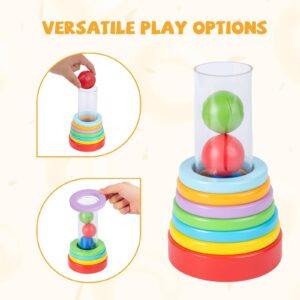 Montessori Interactive Stacking Rings and Balls for Babies 6-12 Months - Clear Tube Fun