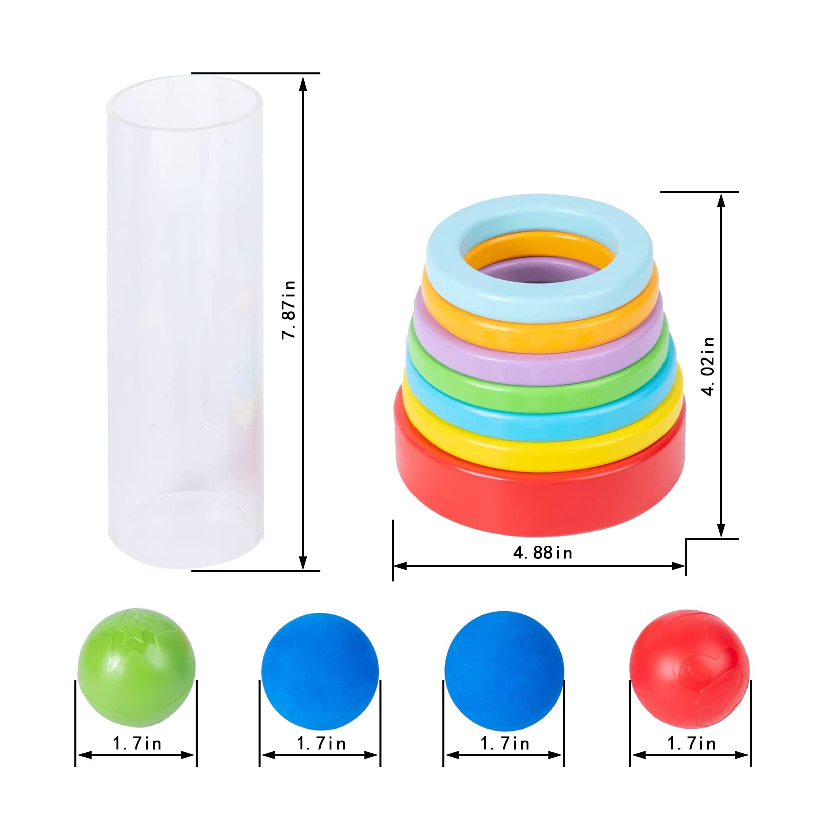 Montessori Interactive Stacking Rings and Balls for Babies 6-12 Months - Clear Tube Fun