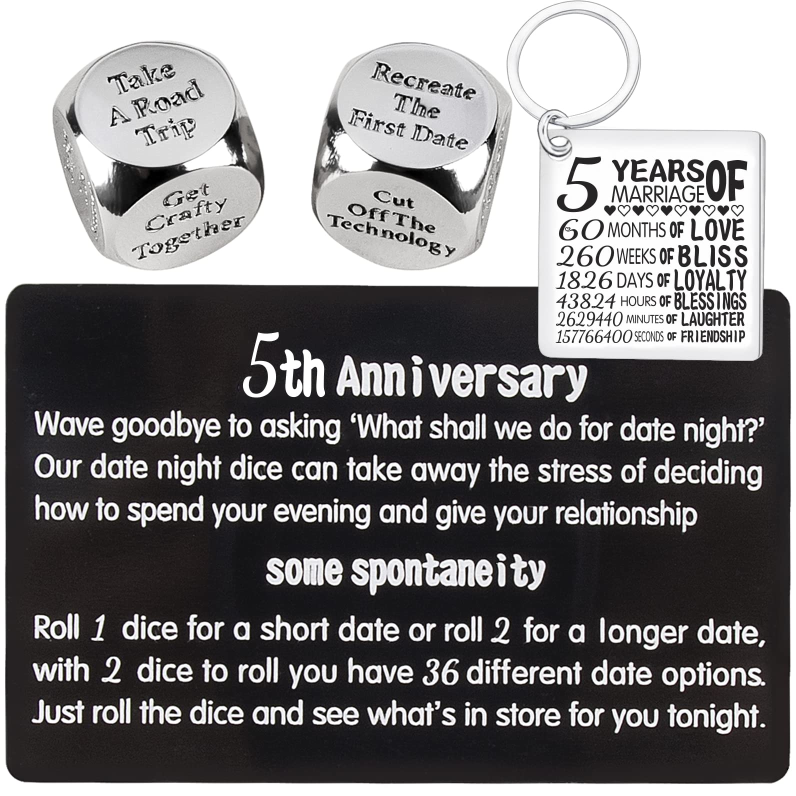 5th Anniversary Dice,5th Wedding Anniversary Dice for Couples,5 Years Anniversary Date Night Dice Gift,5 Years Anniversary for Her,5th Anniversary for Husband,5th Anniversary