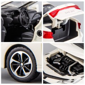 BDTCTK Compatible for 1:32 Corolla Model Car, Zinc Alloy Pull Back Toy Car with Sound and Light for Kids Boy Girl White