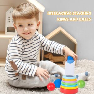 Montessori Interactive Stacking Rings and Balls for Babies 6-12 Months - Clear Tube Fun