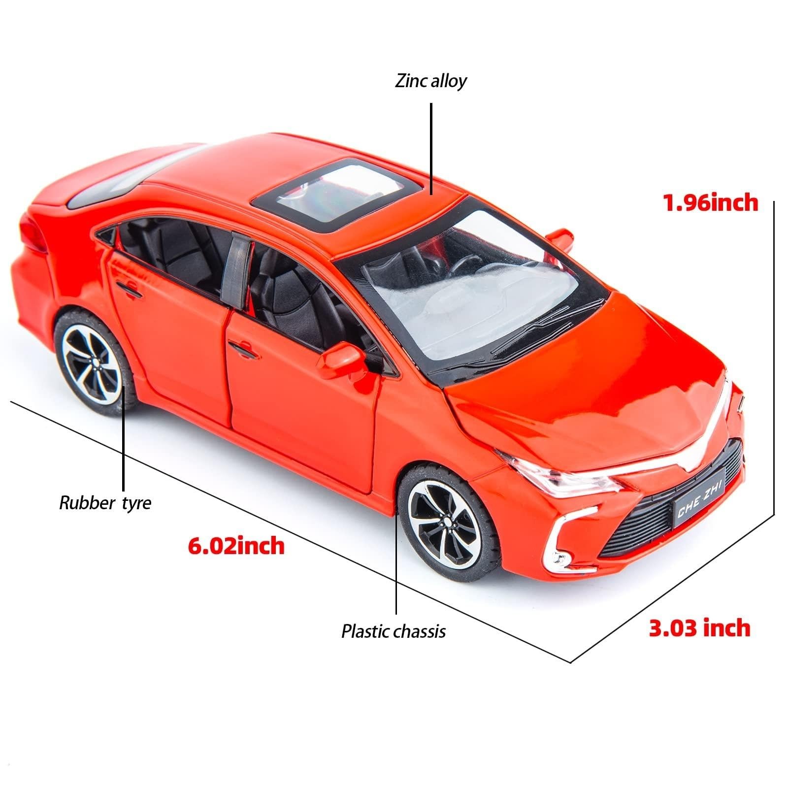 BDTCTK Compatible for 1:32 Corolla Model Car, Zinc Alloy Pull Back Toy Car with Sound and Light for Kids Boy Girl Red