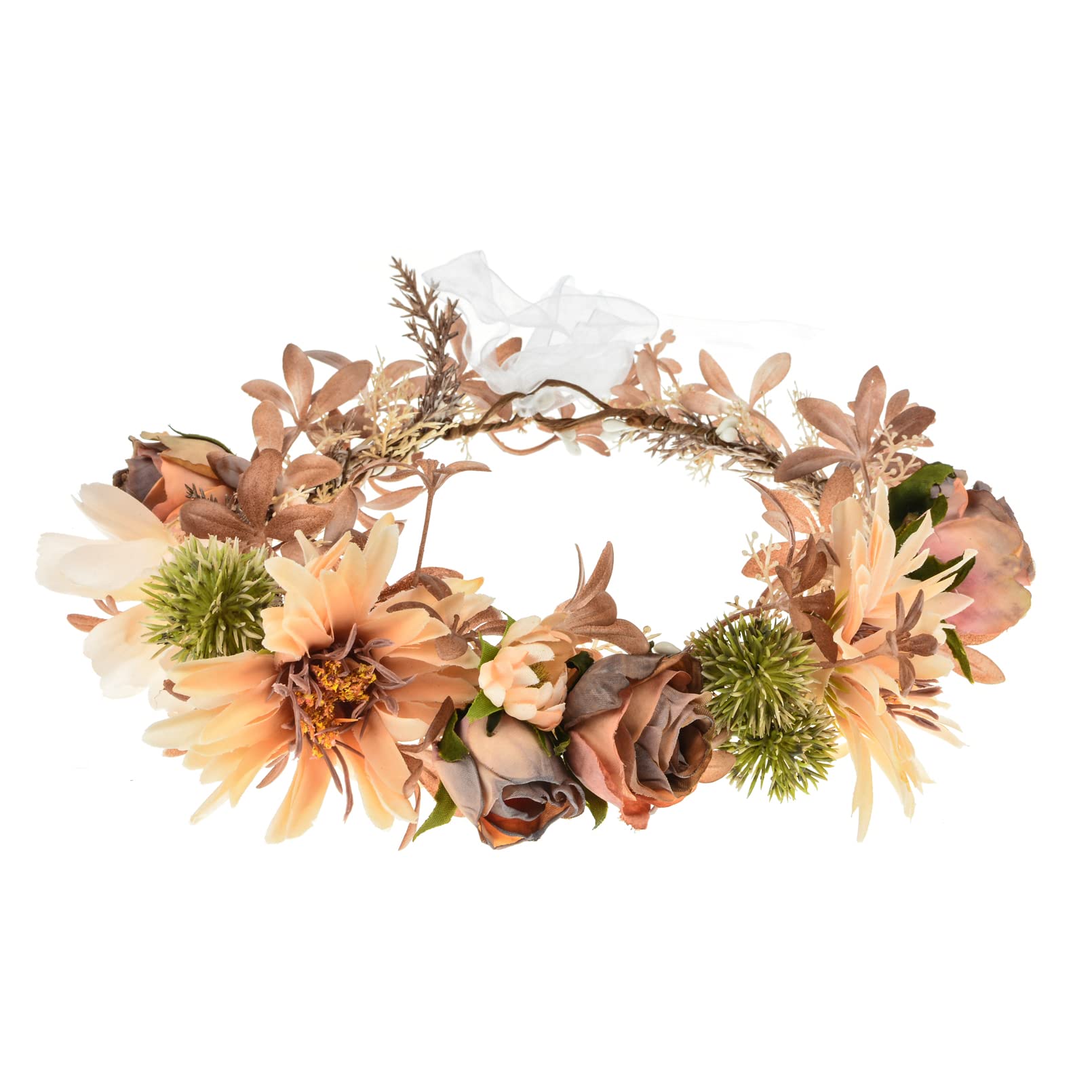 DDazzling Sunflower Flower Crown Eucalyptus Halo Women Girls Headpiece Photo Prop (Coffee)