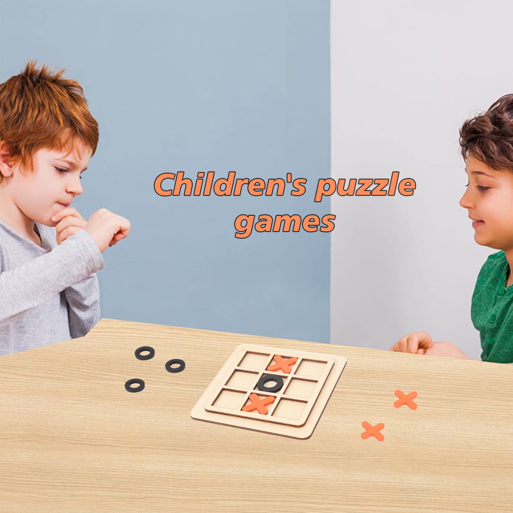 KESLOT Wooden Board Tic Tac Toe Game XO Table Toy Classical Family Children Puzzle Game Educational Toys, Random Color