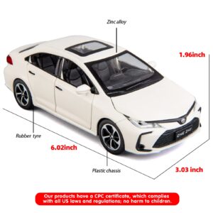 BDTCTK Compatible for 1:32 Corolla Model Car, Zinc Alloy Pull Back Toy Car with Sound and Light for Kids Boy Girl White