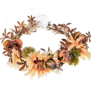 DDazzling Sunflower Flower Crown Eucalyptus Halo Women Girls Headpiece Photo Prop (Coffee)