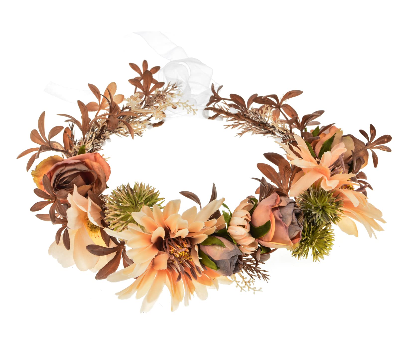 DDazzling Sunflower Flower Crown Eucalyptus Halo Women Girls Headpiece Photo Prop (Coffee)