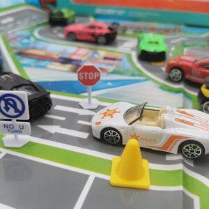 12PCS Cars for Toddlers 1-3, Plastic, with Map Road Signs and Obstacle, Gift for Boys and Girls