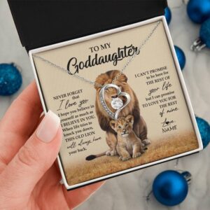 Yametee Personalized To My Goddaughter Necklace From Godfather Lion Never Forget That I Love You Goddaughter Jewelry Birthday Christmas Customized Message Card Forever Love Necklace