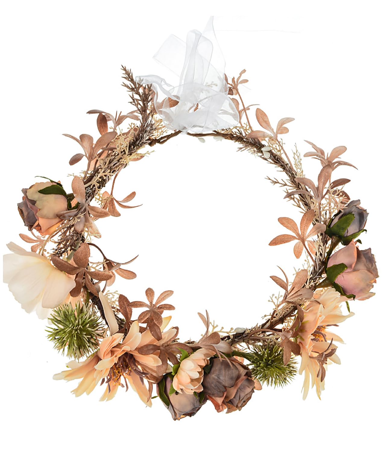 DDazzling Sunflower Flower Crown Eucalyptus Halo Women Girls Headpiece Photo Prop (Coffee)