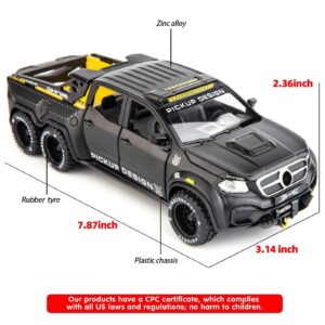 BDTCTK 1:28 Pickup X-Class Model Car, Diecast Zinc Alloy Pull Back Toy Car with Sound and Light for Kids Boy Girl Black